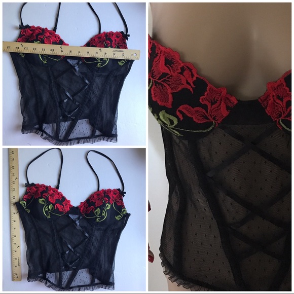 Embroidered rose bustier with adjustable straps Medium - Picture 4 of 9